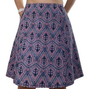 Reneec.|Women|A-Line Mini Skirts|Small S|Blue Red|Paisley|Rise Mid|Stretch